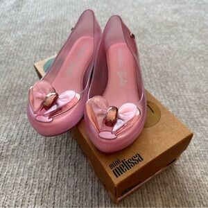Mini Melissa Barbie Pearly Pink Jelly Flats Girls 1 NIB Spring Easter Party